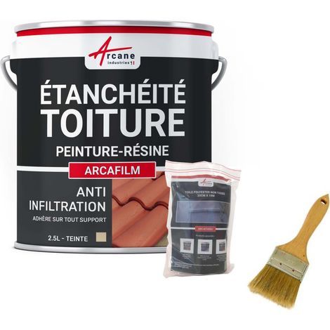 Réparation, étanchéité, tuile, gouttière, cheneau, trou, fissure, souche, cheminée, ardoise : Arcafilm pack - 2.5 L (jusqu'à 1.5 m²) Paille - ARCANE INDUSTRIES