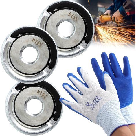 M14 Schnellverschluss-Winkelmutter – Set mit 3 werkzeuglos montierbaren Handmuttern mit Hebel, selbstsichernd und vibrationsdämpfend, Aluminiumlegierung, inklusive Nitrilhandschuhen, universelle Kompa (1/5)