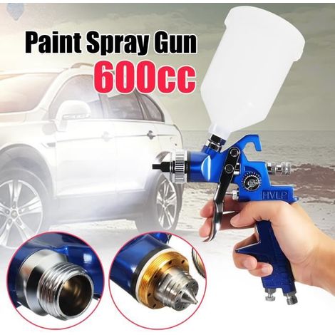 TOPTW Pistolet A Peinture 600cc HVLP pulvériser Gravité En Acier Inox 1.4/1.7/2MM Buse Auto Voiture (1/4)