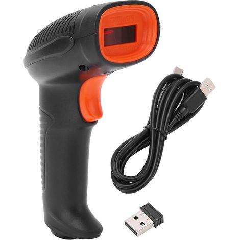 Lecteur de codes-barres 1D portable, prêt à l'emploi, sans fil 2,4 GHz avec batterie intégrée pour…