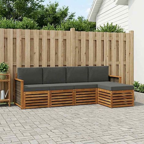 Set di divani da esterno componibile in legno massello di acacia naturale e antracite, set da 5 - PANGIVO (1/5)