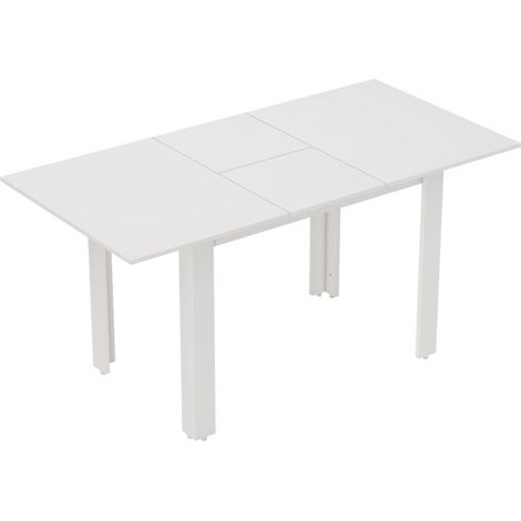 Table à manger extensible en MDF blanc haut brillant 120-160 x 80 x 78 cm pour 4-6 personnes (1/5)