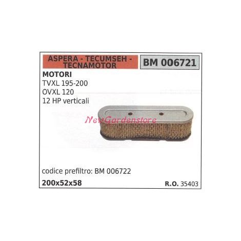 Filtro aria ASPERA motore rasaerba tosaerba tagliaerba TVXL 195-200 006721