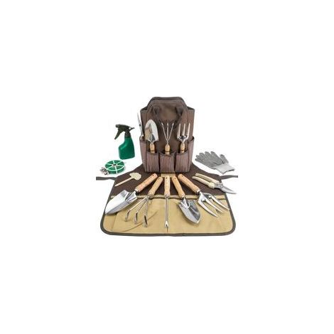 Cet ensemble de 12 outils de jardinage est robuste et durable, avec un corps en acier inoxydable et des manches en bois, ce qui en fait le cadeau idéal pour les passionnés de jardinage. (1/4)