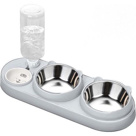 3-in-1-Set: Erhöhter Futternapf mit Wasserspender für Katzen und kleine Hunde (1/5)