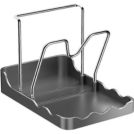 Rangement robuste pour ustensiles de cuisine et couvercles. Repose-ustensiles/spatules chauds intégré. Couvercle de casserole compact type chiffon pour cuisine d'appartement. (1/5)