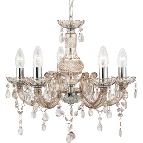 Lustre en verre L : 48 cm H : max. 120 cm Suspension lustre classique E14 naturel (1/5)