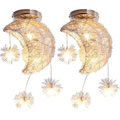 U-DO 2Pcs Plafonnier éclairage de Salon/Cuisine Lune Lampe Créatif style Vintage Lumière Chaude Lampe Intérieur Industriel (1/4)