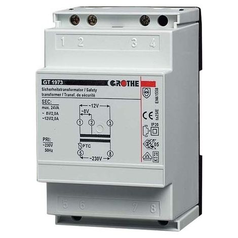Transformador de seguridad 8/12V ranura hasta 25 va, gt 1973