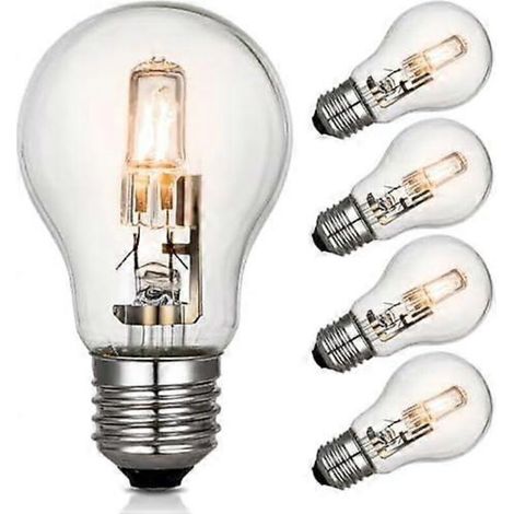 Ampoule halogène E27 42 W à intensité variable. culot à vis Edison. blanc chaud 2700 K. ampoules à économie d'énergie. lot de 6