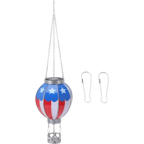 Lanterne Solaire Ortvai Montgolfière Fer Motif Drapeau Lumière Chaude Déco Jardin Cour Extérieur Automatique (1/5)