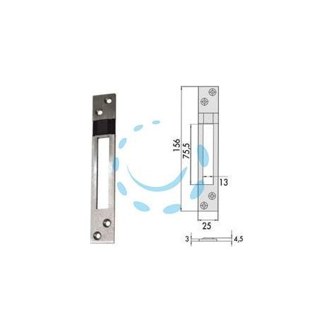 CONTROPIASTRA PER SERRATURE INFILARE PROFILATI IN ALLUMINIO 06462 20 - mm.25x156, spessore mm.4,5 (0646220)