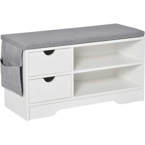 easycomfort scarpiera salvaspazio, panca scarpiera in legno, mobile scarpiera da ingresso, bianca, 80.5x30.5x43.5cm (1/5)