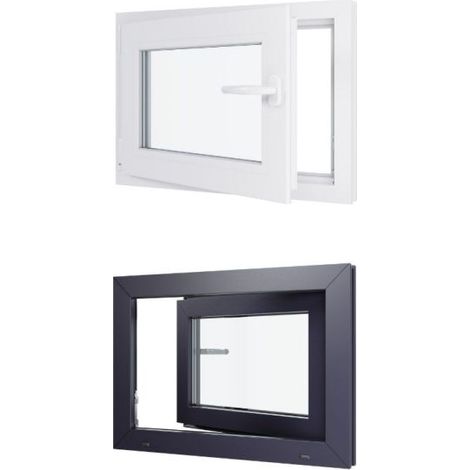 Finestra in PVC - Triplo vetro - Bicolore - Bianco e grigio - 700 mmx500 mm cm