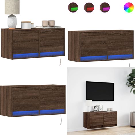 vidaXL TV-Wandschrank mit LED-Leuchten Braun Eichen-Optik 80x31x38 cm (1/5)