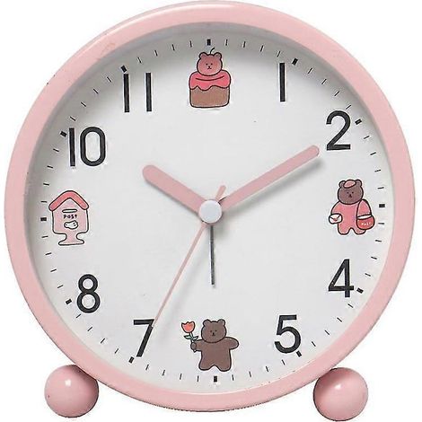 Réveil, horloge de table analogique silencieuse et lumineuse de 10 cm de diamètre, sans tic-tac, fonctionnant sur piles, avec alarme puissante et veilleuse, petite horloge de bureau pour chambre à cou