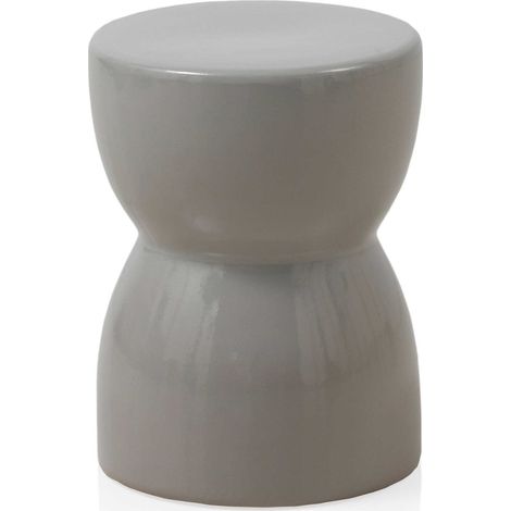 Tabouret d appoint en céramique gris brillant pour intérieur élégant - gris clair brillant (1/3)