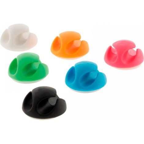 Paquete de 6 clips para cables de doble orificio - Herramienta para la gestión de cables (colores aleatorios) (1/3)