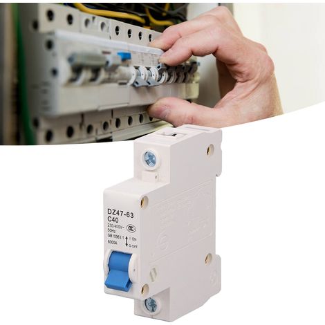 Disjoncteur miniature DZ47-63 C40 1P 230 V/400 V 40 A, montage sur rail DIN, pouvoir de coupure 6000 A (1/5)