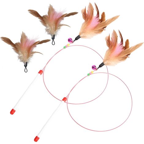 2Pièces Plumeau de Jeu pour Chat,Canne a Peche Chat Jouet de Chats,Jouet Plumeau à Plumes pour Cha,Jouets pour Chats avec Petites Cloches,Plumes de Remplacement,Jouet Interactif pour Cha (1/5)