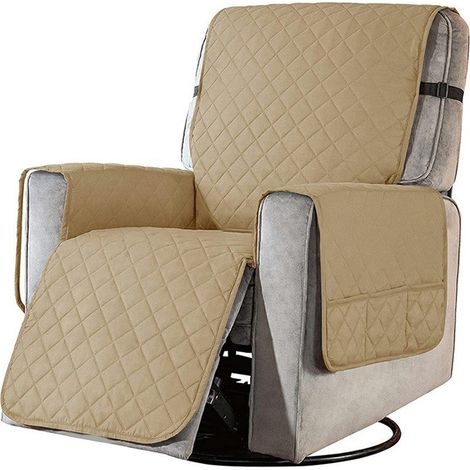 Housse De Fauteuil Inclinable - Réversible - Avec Poches Latérales - Élastique - Lavable En Machine - Pour Fauteuils Grands Modèles - 1 Pièce (1/5)