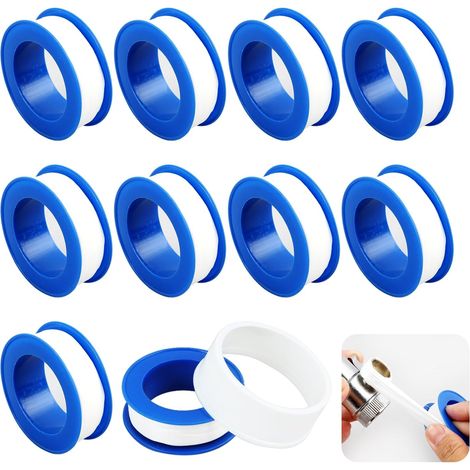 Lot de 10 Rouleaux de Ruban, 12 mm x 10 m, Ruban d'Étanchéité pour Joints de Piscine, Cuisine, Industrie, Résistance à la Température et à la Corrosion (Blanc) (1/5)