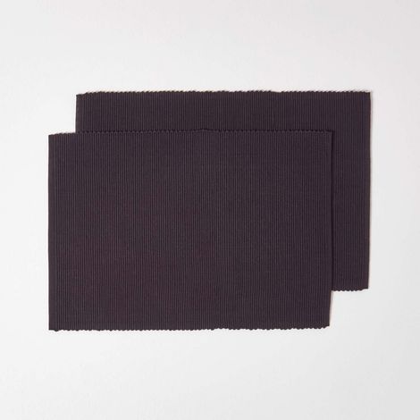 HOMESCAPES Cotton Plain Black Pack of 2 Placemats