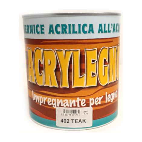 Vernice acrilica impregnante Acrylegno 402 Teak 750ml legno esterno interno
