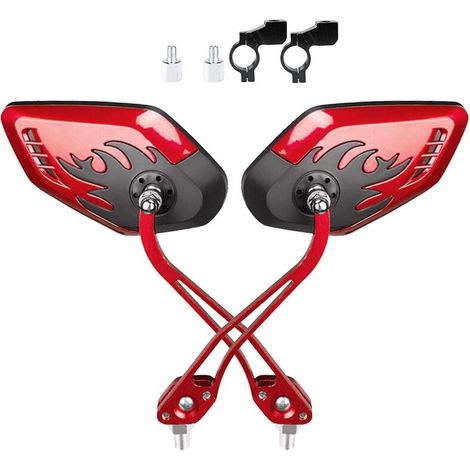 verstellbare und schwenkbare Fahrradspiegel aus Klarglas für den Lenker. Farbe: Rot. (1/5)