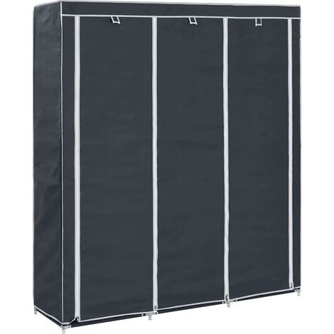 Armario portátil con compartimentos y barras 150 x 45 x 175 cm práctico y resistente de tela negra 020046443 (1/5)