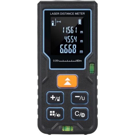 Télémètre Laser 100 m/328 Pieds Outil de Mesure Laser Portable avec 2 Niveaux à Bulles Grande unité d'affichage LCD rétroéclairé Mètres/Pieds/Pouces commutables Mesure de Volume en Mode Pythagore (1/5)