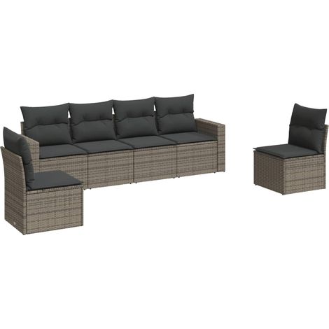 Maison Exclusive - 6-tlg. Garten-Sofagarnitur mit Kissen Grau Pol