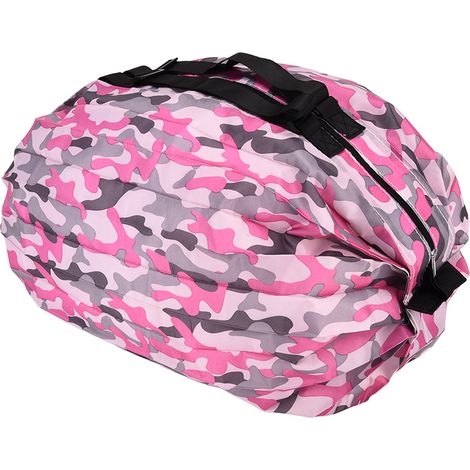 Sac de rangement grande capacité, sac de voyage à bandoulière unique, imperméable, sac de courses pliable et portable, camouflage rose rouge (1/5)
