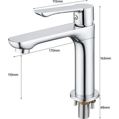 Lavabo de cobre completo de alta calidad con grifo único de agua fría y grifo de arte elevado (1/4)