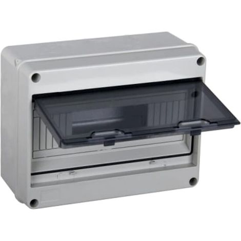Coffret électrique étanche IP65 1 rangée 12 modules – Résine ABS pour extérieur – Porte transparente et couvercle verrouillable (1/5)