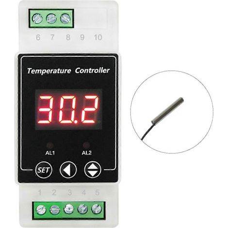 Thermostat à LED pour rail DIN AC220V, relais 2 voies, contrôleur C-- (1/5)