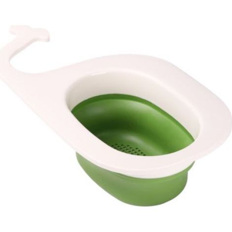 Panier d'égouttage - Pliable - Forme de baleine - Vert blanc - 28x16,5x7 cm (1/5)