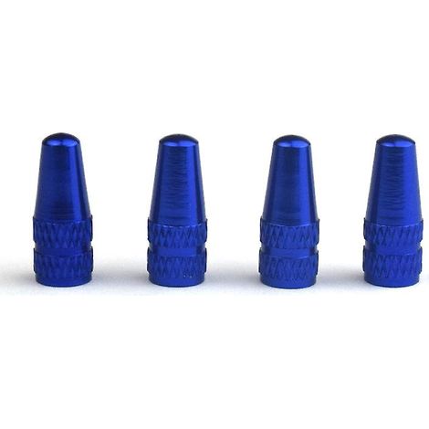 Bouchons de valve en aluminium bleu - Lot de 4, compatibles avec les valves Presta et françaises, pour pneus de vélo (1/5)