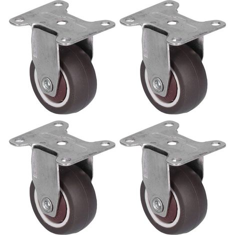 4 pièces roulette industrielle silencieuse Protection de l'environnement Orientation TPR caoutchouc marron (1/5)