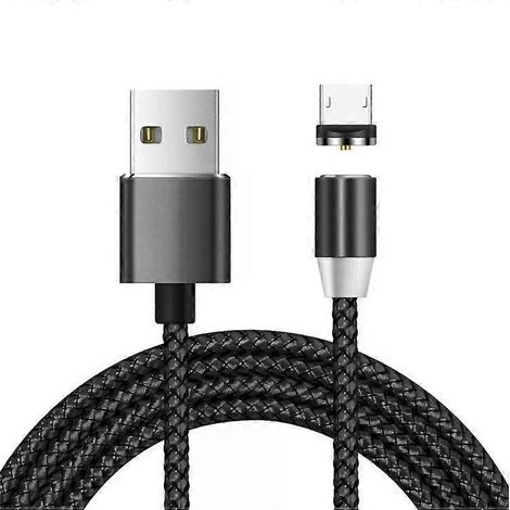 Câble de données magnétique micro USB - 1 m, gaine en nylon tressé, connecteur noir (1/5)