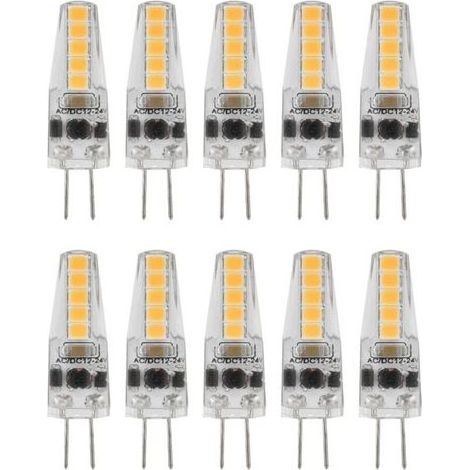 10pcs Ampoules LED G4, 2W 3000K AC 12-24V Ampoules à Intensité Variable pour Lustre Plafonnier Lampe de Table Blanc Chaud (1/4)