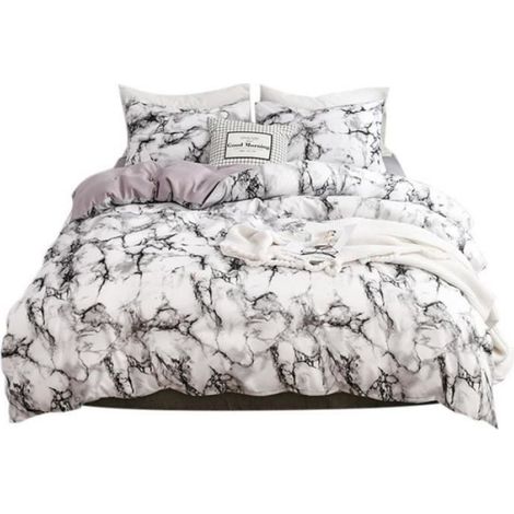 Ensemble de literie - Tbest - EU-Double - Housse de couette marbrée - 3 pièces - Polyester doux (1/4)