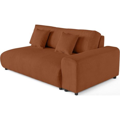 Garance - module d'assise 3 places avec accoudoir droit - en velours côtelé - terracotta (1/5)