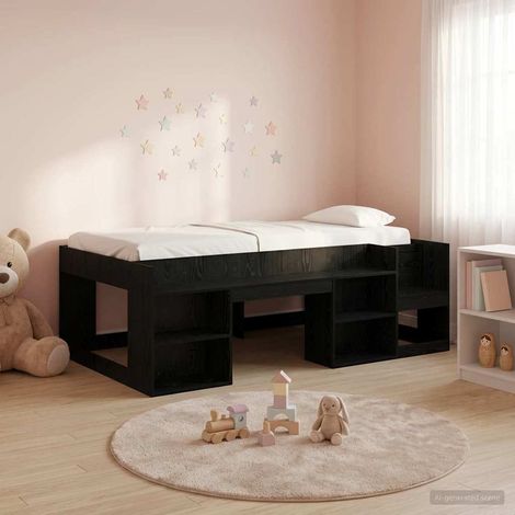vidaXL Kids'Bed Frame Black Oak 100 x 200 cm Engineered Wood (1/5)