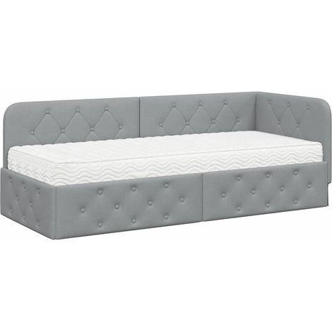 Maison Exclusive - Cornice del letto ad angolo Grigio chiaro 80 x 200 cm Tessuto