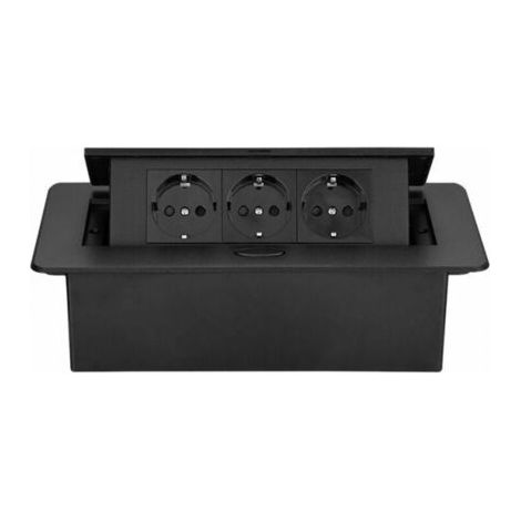 Multiprise rétractable pour montage encastré au bureau, multiprise pour plan de travail (prise UE) (1/3)