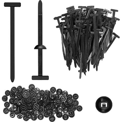 150 Pièces Serre câbles Universel en Nylon, Attache Autobloquante pour Réparation de Voitures, Serre Cable Plastique pour Fixations de Coffre, Protection Moteur et Bordures de Garde-boue, Noir (1/5)