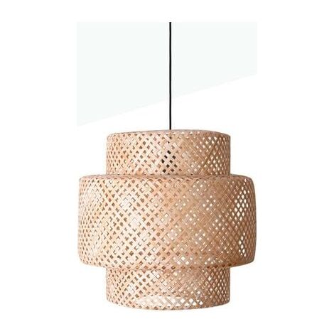 Suspension bohème en bambou tressé, diamètre 40 cm, ambiance chaleureuse pour la maison. (1/4)
