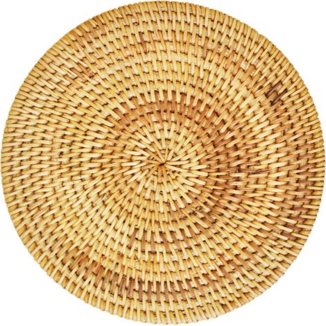 Napperon rond en rotin, Nappe de table de cuisine, dessous de verre, tapis de bol, tapis de rembourrage, coussin isolant, napperons ronds faits à la main 2 pièces (1/5)