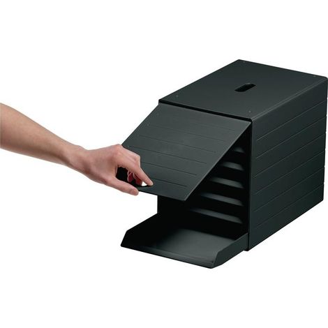 Schubladenbox 7 Schubl.m.versenkbarer Frontklappe anth.H322xB250xT365mm DURABLE (1/3)